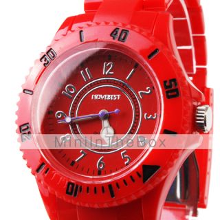 USD $ 4.59   Plastic Band Japanese Quartz Wrist Watch For Women(Red
