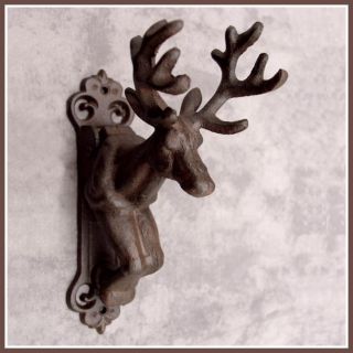 Deer Stag with Antlers Cast Iron Door Knocker Rustic Decor