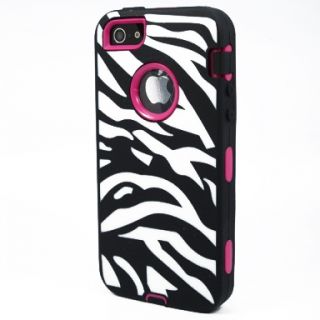  Black Zebra Stripe Defender iPhone 5 Cover Case w/ Screen Protector