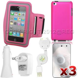 Accessory Bundle Pink Case Running Armband Car Charger for iPod