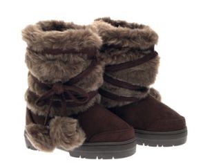 Childrens Ella Brown ISA Comfortable Faux Fur Winter Snow Boots Shoes