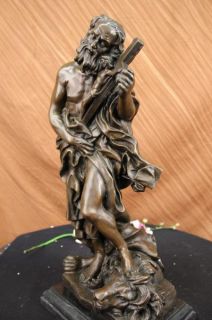 Original Religious Judas w Lion Jesus Bronze Sculpture