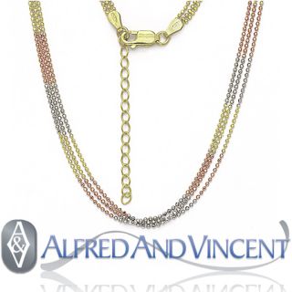  14k Yellow Rose Gold Bead Link Chain Necklace Italy Italian