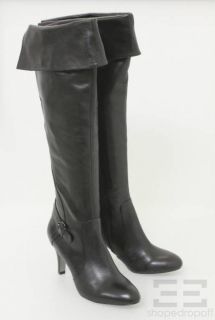 Isola Black Leather Knee High Boots Size 8 New