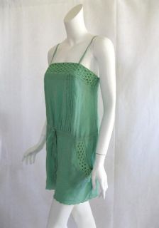 New Isabel Lu Green Tie Silk Jumpsuit Shorts XS $167