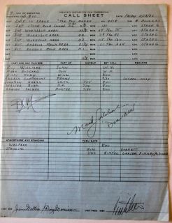 Signed Lost in Space Irwin Allen 1966 Call Sheet Mumy Goddard RARE