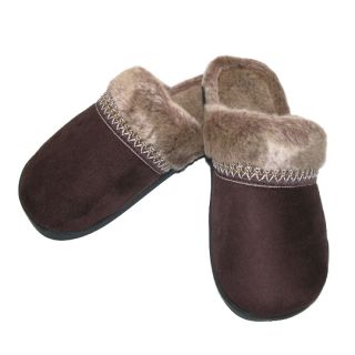 Isotoner Womens Woodlands Microsuede Fur Chukka Clog Slippers