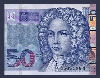 50 Kuna Banknote Croatia 2002 Poet Ivan Gundulić Dubrovnik Pick 40