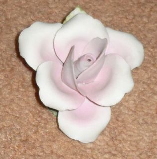 Flower White Pink ish Porcelain Bud Golden Crown E R Made in Italy
