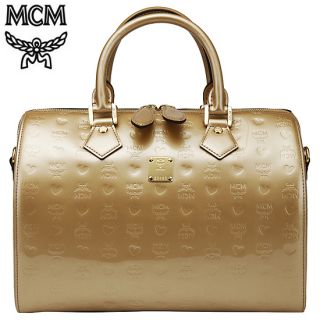 MCM 12 SS Brand New Sweet Ivana Medium Boston Gold Speedy Handbag New