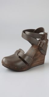 See by Chloe Ankle Strap Wedges on Wooden Platform