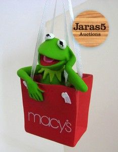 Kermit The Frog in  Shopping Bag Ornament The Muppets 2002