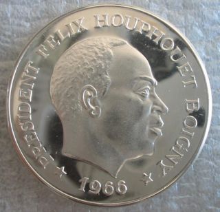 Ivory Coast 10 Francs 1966 Silver Proof Elephant