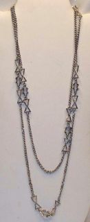 Vintage Silver Tone Metal Modernist Chain Link Necklace