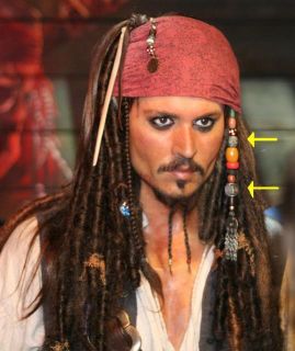 Jack Sparrow Metal Kuchi Hair Wig Impossible Beads
