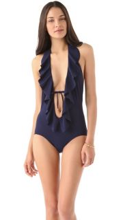 Karla Colletto Draped Flounce Swimsuit