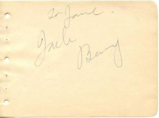 JACK BENNY & MARY LIVINGSTONE 2 EA. VINTAGE 1930s SIGNED ALBUM PAGES