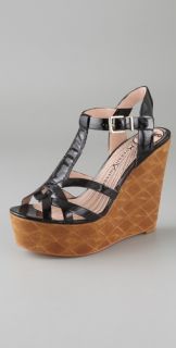 Modern Vintage Shoes Lucy T Strap Wedge Sandals