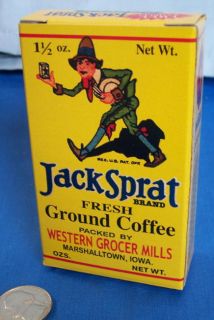 Jack Sprat 1 ½ oz Free Sample Coffee Box Store Sign Western Grocers