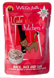 WERUVA Mack, Jack, and Sam Salom/Mackerel 3 Ounce Cat Food Pouches (8