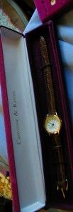 Jackie Kennedy Gold Tone Dark Brown Leather Watch