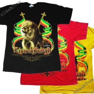 Rasta Lion of Judah Jah Haile Selassie Black T Shirt A