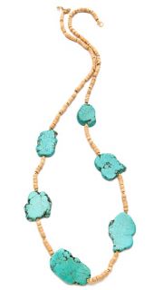 Kenneth Jay Lane Turquoise Flat Rock Spacer Necklace