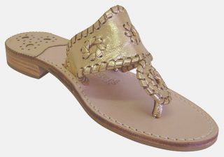 Jack Rogers Navajo Gold Hamptons Sandals Shoes 6 New