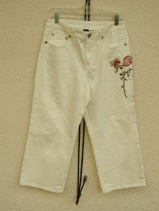Jag Classic White Embroidered Crop Jeans Size 12