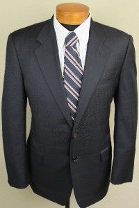 Hickey Freeman Oak Brook Blue Windowpane Wool Suit Sz 40R