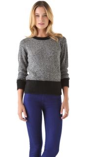 DKNY Tweeded Sweater with Mohair Trim
