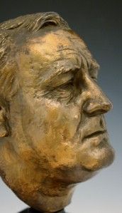 1934 Spelter Bronze Patina Bust Franklin D Roosevelt