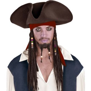 Pirates of The Caribbean Jack Sparrow Pirate Hat with Beaded Braids