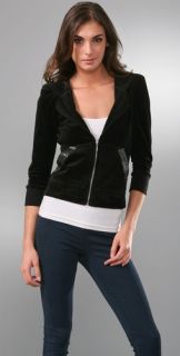 Juicy Couture Velour Zip Hooded Blazer with Chain Mail