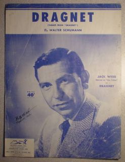 1953 Dragnet Jack Webb Sheet Music • Walter Schumann