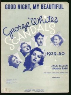 Scandals 1939 Good Night My Beautiful Ann Miller Broadway Vintage