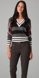L.A.M.B. Stripe & Argyle V Neck Sweater