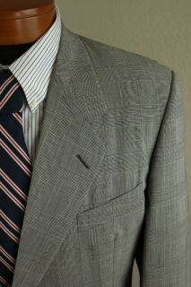 Hickey Freeman Grey Windowpane Boardroom Suit Size 44