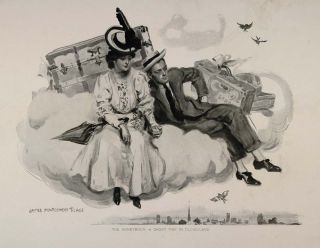 1908 Print James Montgomery Flagg Lovers Honeymoon Nice Original