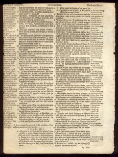 1580 Geneva Black Letter Bible Leaf 1st CORINTHIANS3 The Judgment Seat