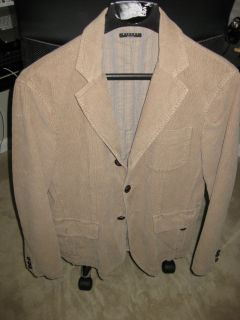 Mens Sisley Tan Brown Camel 3 Button Corduroy Blazer Jacket 48 Made in