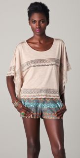 Free People Lace Inset Cropped Tee