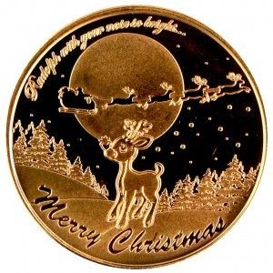 999 Copper 1 oz AVDP Rudolph Merry Christmas Round Excellent for Gift