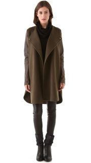 Vince Shirttail Coat with Leather Sleeves