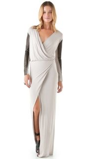 Mason by Michelle Mason Leather Sleeve Gown