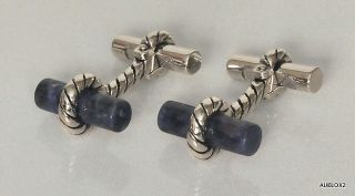 New $375 Jan Leslie Sterling Silver Blue Sodalite Rope Cufflinks Sale