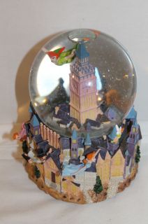 Disney Peter Pan Tinkerbell Musical Animated Snow Globe Works Great