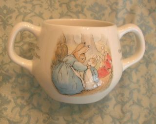Peter Rabbit Beatrix Potter 2 Handled Cup Wedgwood Made in England