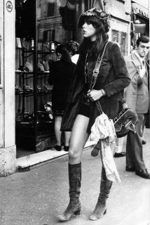 Vintage 60s Mod Knee High Black Leather Brit Rock Boots