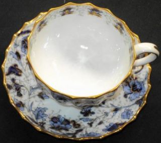 WT Copeland Spode England Royal Blue Gold Antique Cup and Saucer